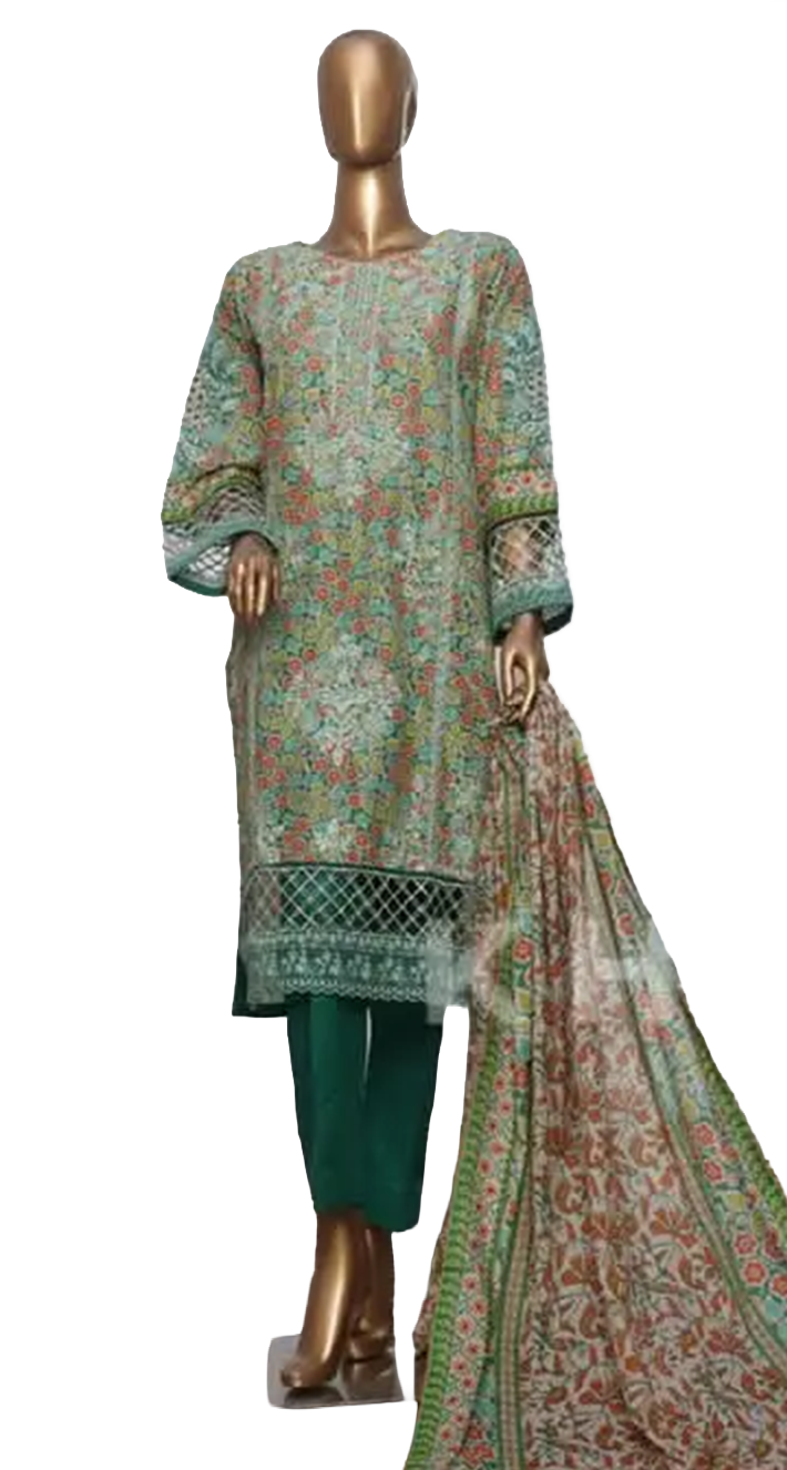 Emerald Tapestry Printed Festive Lawn